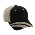 6 Panel Fastlane Striped Brushed Cotton Twill Cap